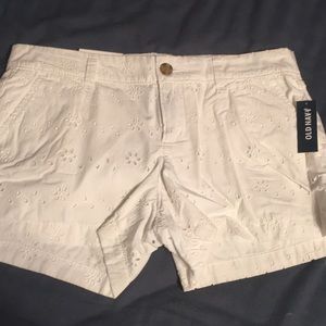 White eyelet Cotten shorts NWT